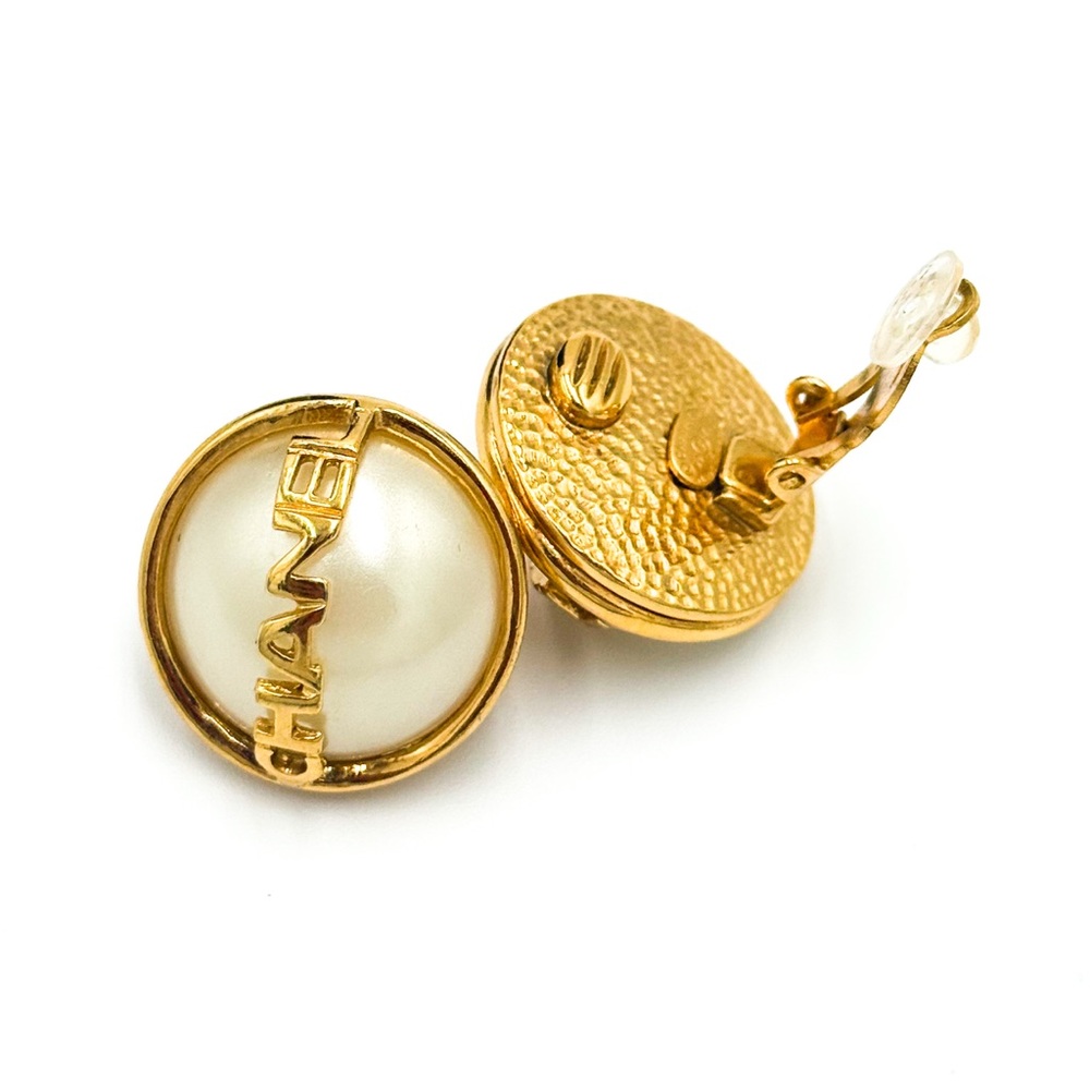 Chanel Gold and Pearl Clip-On Earrings